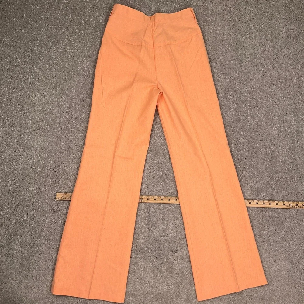 Vintage Pant Suit Women 7/8 Orange Bright Lightweight 70s Disco Summer Wide Leg‎